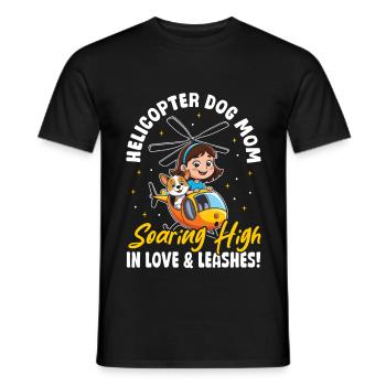 Helicopter Dog Mom Love & Leashes! Dog mom - Men's T-Shirt - black - Front - AI Model Male 178 light (178cm)