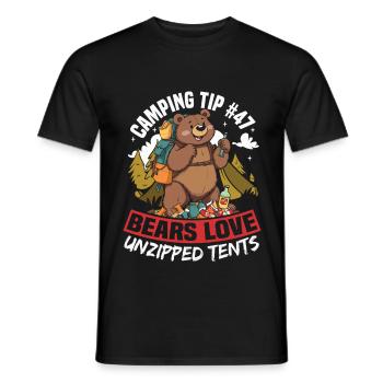 Camping Bärenangriff Tipp Lustig Wandern Camper - Männer T-Shirt - Schwarz - Vorne - AI Model Male 178 light (178cm)