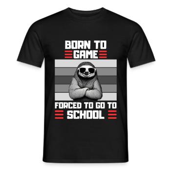 Gaming Faultier Schul Spruch Zocker - Männer T-Shirt - Schwarz - Vorne - AI Model Male 178 light (178cm)