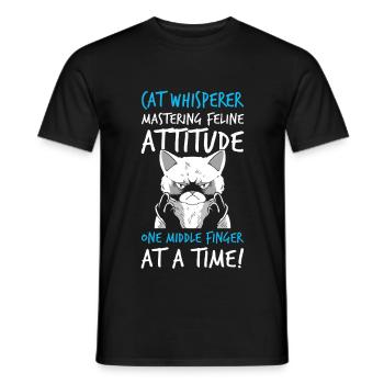 Cats, middle finger, cat in the car, cats lovers - Men's T-Shirt - black - Front - AI Model Male 178 light (178cm)