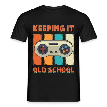 Gamer Vintage 80s 90s Arcade Gaming - Men's T-Shirt - black - Front - AI Model Male 178 light (178cm)
