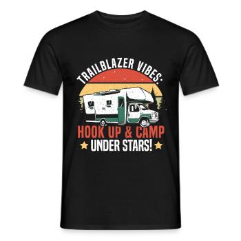 Nur Hier Für Das Camping Des Hook -Ups - Männer T-Shirt - Schwarz - Vorne - AI Model Male 178 light (178cm)