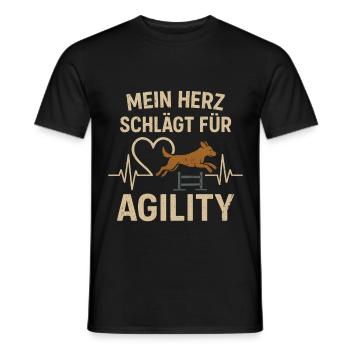 Chien Sport Agility Heart Beat Course Chien - T-shirt homme - noir - Devant - AI Model Male 178 light (178cm)