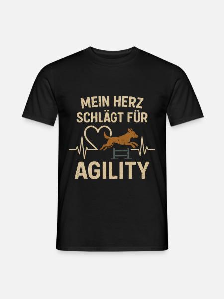 Hundesport Agility Herz Schlag Parcours Hund - Männer T-Shirt - Schwarz