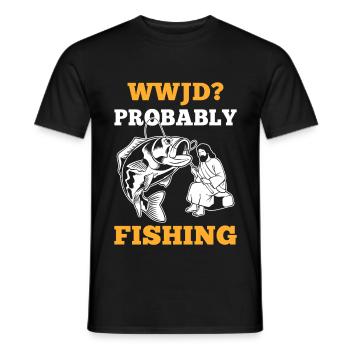 Angeln Fisch Angelfisch Wie Jesus Fischen - Männer T-Shirt - Schwarz - Vorne - AI Model Male 178 light (178cm)