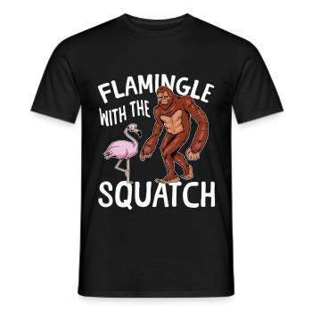 Squatch Bigfoot Sasquatch Flamingo - Men's T-Shirt - black - Front - AI Model Male 178 light (178cm)