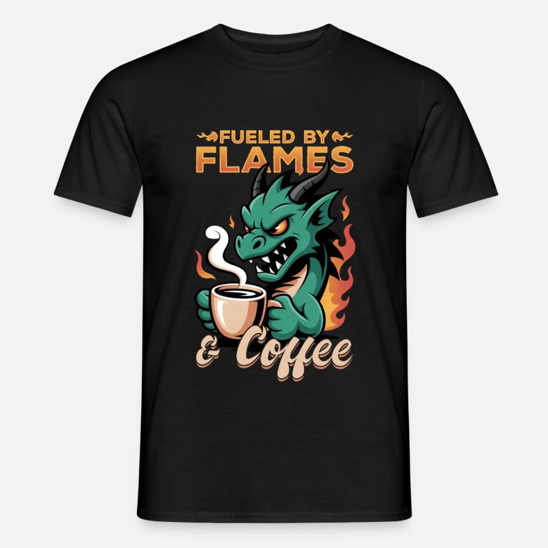 Dragon Coffee Mythical Creatures - Männer T-Shirt - Schwarz