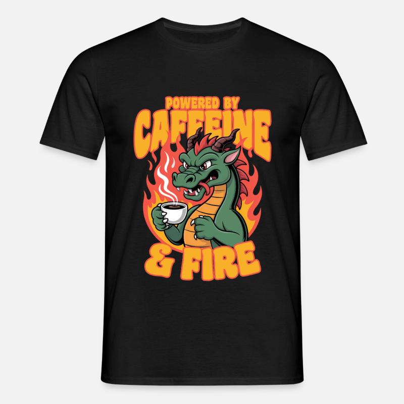 Dragon Coffee Mythical Creatures - Männer T-Shirt - Schwarz