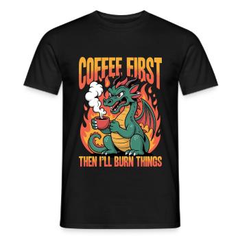 Dragon Coffee Mythical Creatures - Männer T-Shirt - Schwarz - Vorne - AI Model Male 178 light (178cm)