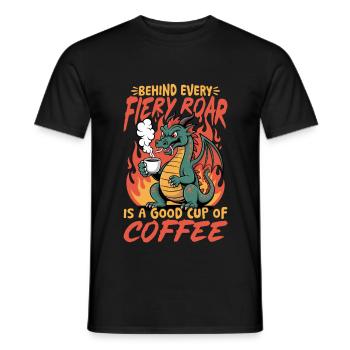 Dragon Coffee Mythical Creatures - Männer T-Shirt - Schwarz - Vorne - AI Model Male 178 light (178cm)