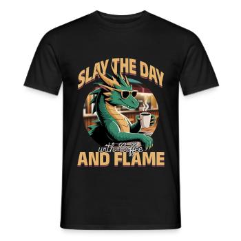 Dragon Coffee Mythical Creatures - Männer T-Shirt - Schwarz - Vorne - AI Model Male 178 light (178cm)