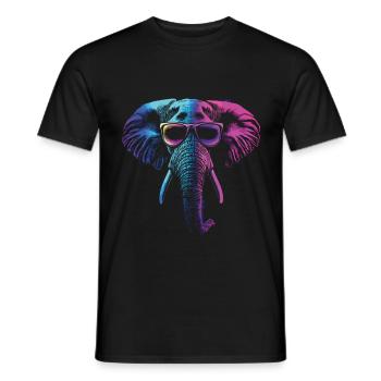 Éléphant avec des lunettes de soleil de couleur arc-en-ciel - T-shirt homme - noir - Devant - AI Model Male 178 light (178cm)