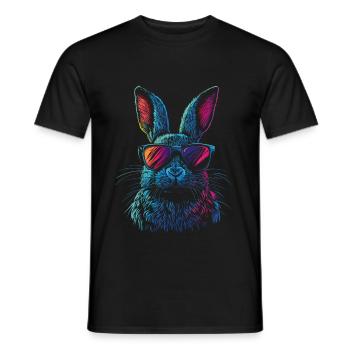 Regenbogen Hase mit Sonnenbrille - Männer T-Shirt - Schwarz - Vorne - AI Model Male 178 light (178cm)
