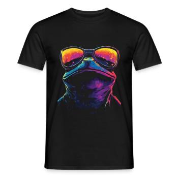 Frosch mit Sonnenbrille in Regenbogen Farbe - Männer T-Shirt - Schwarz - Vorne - AI Model Male 178 light (178cm)
