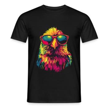 Eagle with sunglasses rainbow - Men's T-Shirt - black - Front - AI Model Male 178 light (178cm)