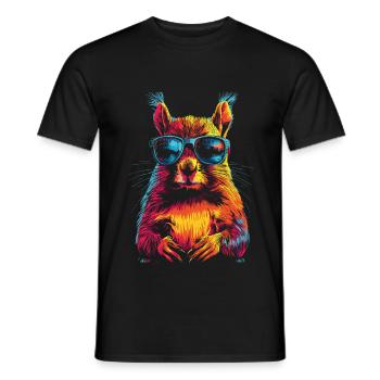 Squirrel with sunglasses rainbow - Men's T-Shirt - black - Front - AI Model Male 178 light (178cm)
