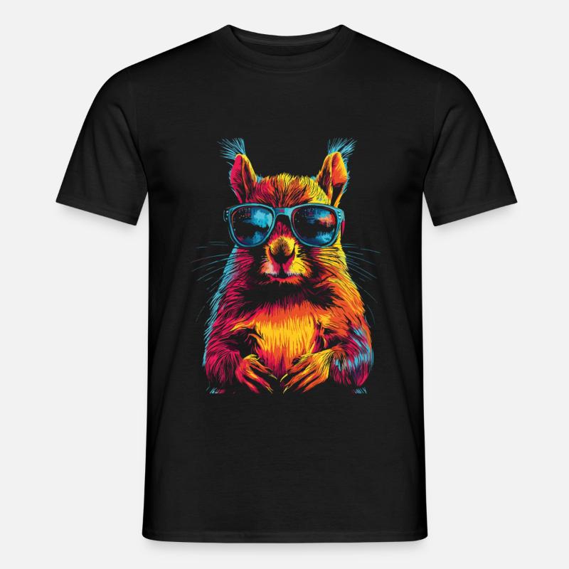 Eichhörnchen mit Sonnenbrille Regenbogen - Männer T-Shirt - Schwarz