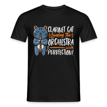 Klarinettenmusik Orchester Klarinette Katze - Männer T-Shirt - Schwarz - Vorne - AI Model Male 178 light (178cm)