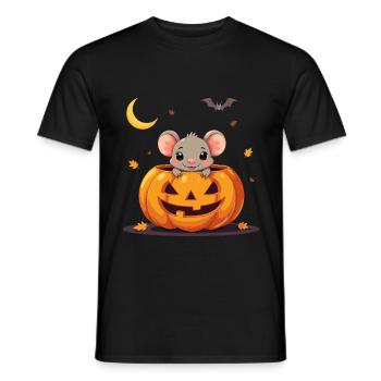 Pumpkin Mouse Halloween Cute Animals - Men's T-Shirt - black - Front - AI Model Male 178 light (178cm)