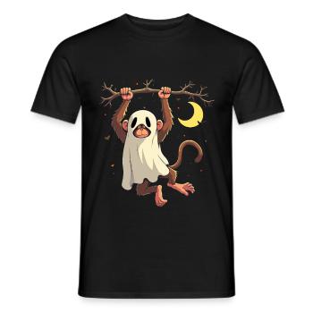 Singe fantôme Halloween Animal mignon - T-shirt homme - noir - Devant - AI Model Male 178 light (178cm)
