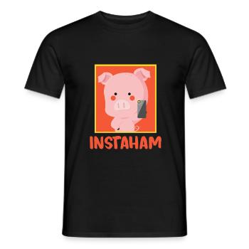 Instaham Schwein süß Insta Parodie Geschenkidee - Männer T-Shirt - Schwarz - Vorne - AI Model Male 178 light (178cm)