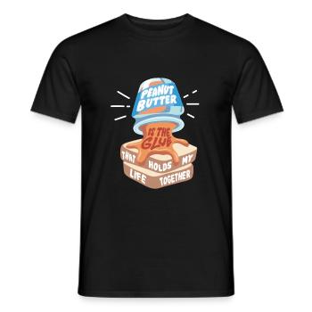 BEURRE DE CACAHLE: Le beurre de cacahuète est la colle - T-shirt homme - noir - Devant - AI Model Male 178 light (178cm)