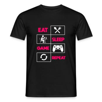 Manger dormir jeu répéter - T-shirt homme - noir - Devant - AI Model Male 178 light (178cm)