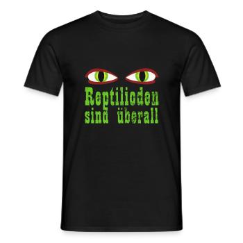 reptiloiden sind überall Spruch mit Augen - Männer T-Shirt - Schwarz - Vorne - AI Model Male 178 light (178cm)
