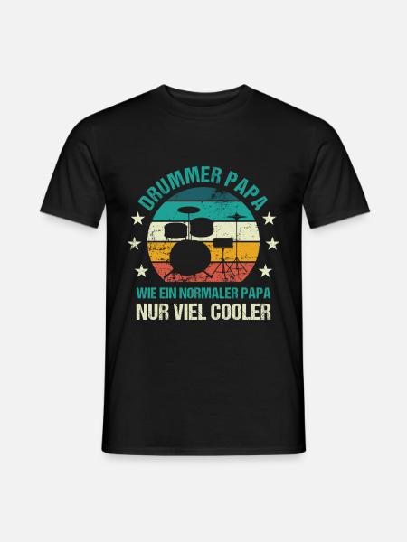 Drummer Papa Schlagzeuger Vater Schlagzeug - Männer T-Shirt - Schwarz