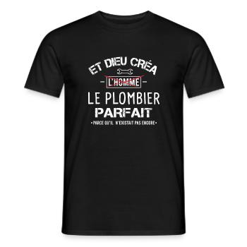 Humour plombier cadeau drôle rigolo plomberie - T-shirt homme - noir - Devant - AI Model Male 178 light (178cm)
