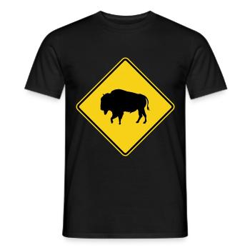 Bison Warnschild - Männer T-Shirt - Schwarz - Vorne - AI Model Male 178 light (178cm)