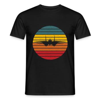 F 14 Tomcat au coucher du soleil - Chasse à l’avion - T-shirt homme - noir - Devant - AI Model Male 178 light (178cm)
