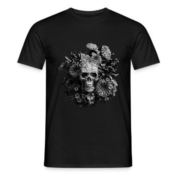 Engraved Skull - Men's T-Shirt - black - Front - AI Model Male 178 light (178cm)