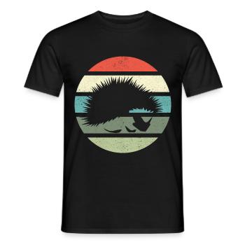 Retro Igel Vintage Stacheligel - Männer T-Shirt - Schwarz - Vorne - AI Model Male 178 light (178cm)