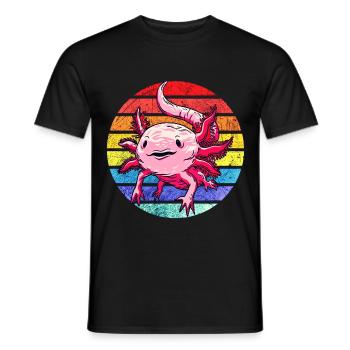 Axolotl. Rétro Axolotl. Drôle d’axolotl - T-shirt homme - noir - Devant - AI Model Male 178 light (178cm)