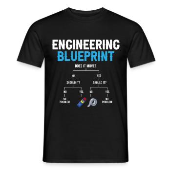 Engineering Blueprint Engineer Duct Tape Repairing - Men's T-Shirt - black - Front - AI Model Male 178 light (178cm)