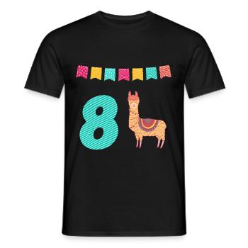 Drôle lama Alpaga 8ème anniversaire - T-shirt homme - noir - Devant - AI Model Male 178 light (178cm)