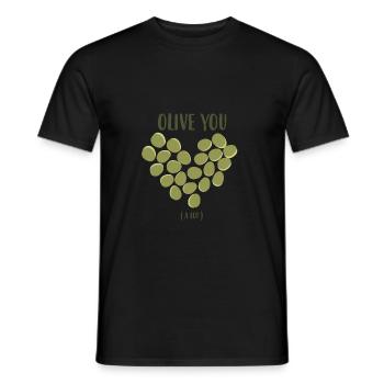 Olive heart love plant gift idea olive tree - Men's T-Shirt - black - Front - AI Model Male 178 light (178cm)