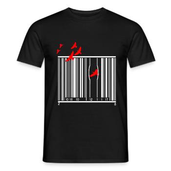 Bird Birds Banksy style Freedom Communism - Men's T-Shirt - black - Front - AI Model Male 178 light (178cm)