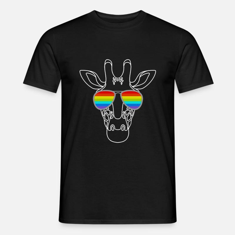 Regenbogen-Giraffe - Männer T-Shirt - Schwarz