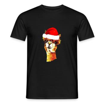 Lama Alpaca Santa Hat Cadeau De Noël - T-shirt homme - noir - Devant - AI Model Male 178 light (178cm)