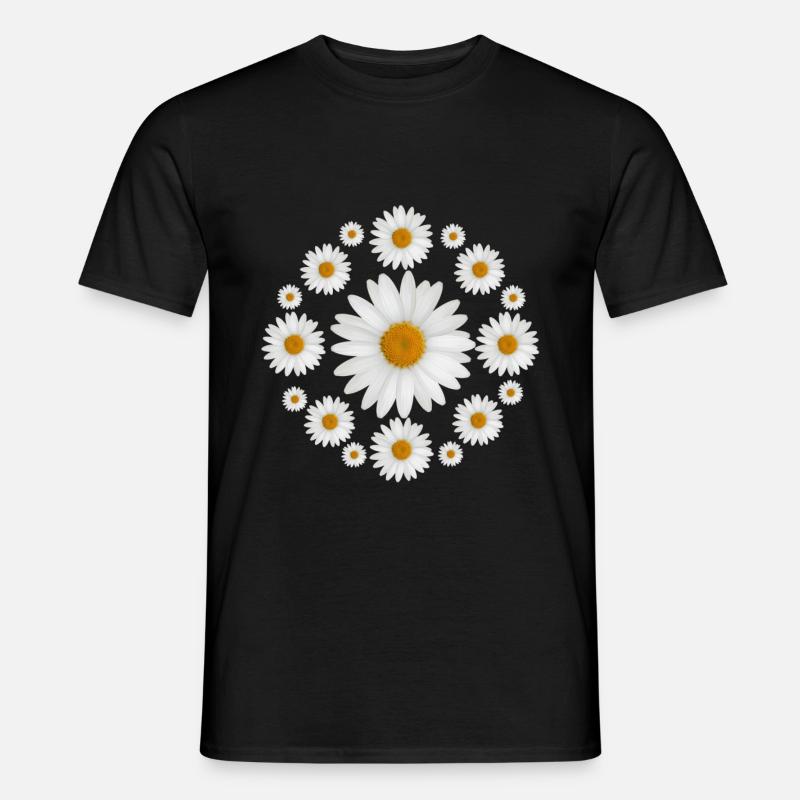 Weißes Gänseblümchen blüht Gänseblümchen-Entwurf - Männer T-Shirt - Schwarz