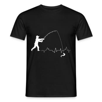 Fisherman heartbeat - Men's T-Shirt - black - Front - AI Model Male 178 light (178cm)