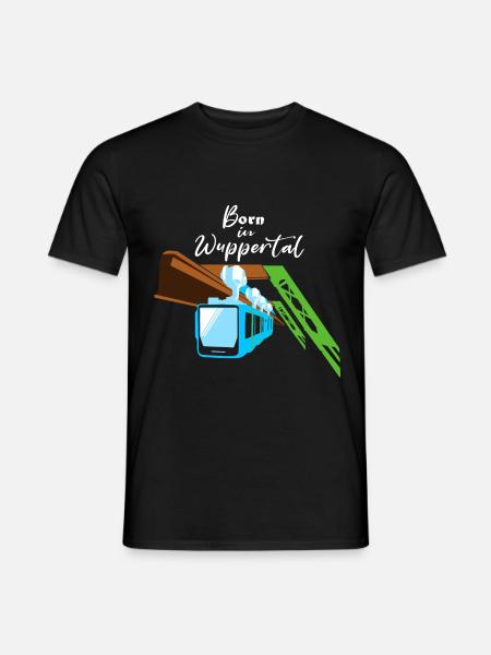 Geboren in Wuppertal Schwebebahn Wupper Design - Männer T-Shirt - Schwarz