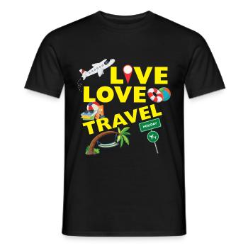 Life Love Travel - Holiday Vacationer Gift - Men's T-Shirt - black - Front - AI Model Male 178 light (178cm)