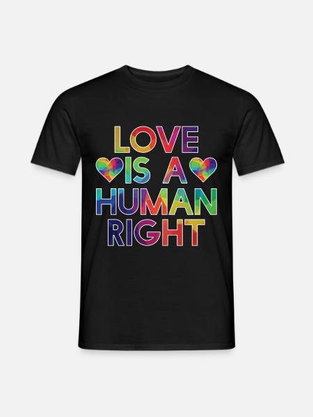 Schwul Gay-Pride - Love Human Right - Männer T-Shirt - Schwarz