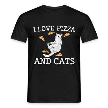 I love Pizza Cats - funny cats cat - Men's T-Shirt - black - Front - AI Model Male 178 light (178cm)