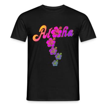 Aloha Hibiscus Blossoms - remplissage coloré - T-shirt homme - noir - Devant - AI Model Male 178 light (178cm)