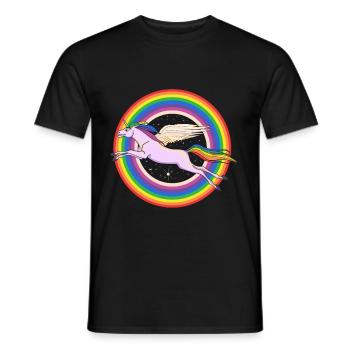 Unicorn with wing caricature gift - Men's T-Shirt - black - Front - AI Model Male 178 light (178cm)