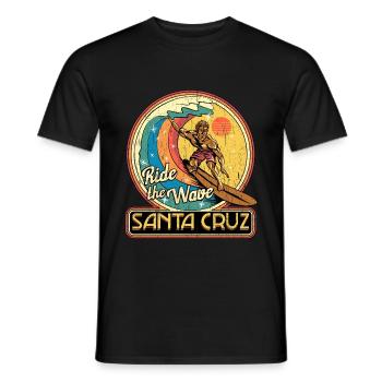 Ride Wave Santa Cruz Surfing Surfing Sunset - Men's T-Shirt - black - Front - AI Model Male 178 light (178cm)